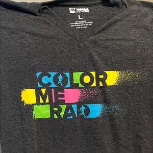 Color Me Bad Women's Short Sleeve Tee in Black with Yellow Pink Green Blue Print